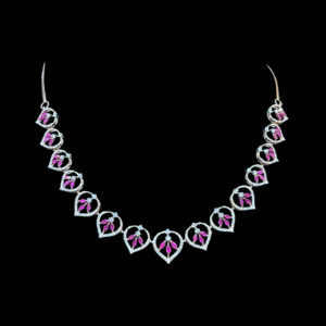 Regal Ruby & Diamond Leaf Necklace