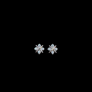 Elegant Diamond Cross Floral Studs
