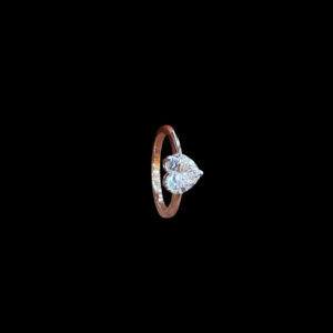 Dainty Rose Gold Heart Diamond Solitaire Ring