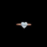 Dainty Rose Gold Heart Diamond Solitaire Ring