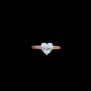 Dainty Rose Gold Heart Diamond Solitaire Ring