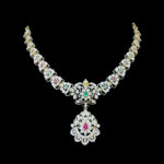 Ethereal Diamond & Emerald Floral Necklace