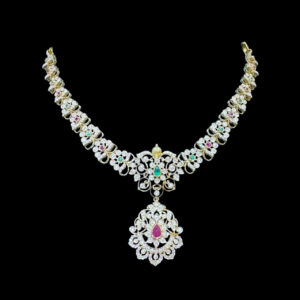 Ethereal Diamond & Emerald Floral Necklace