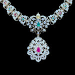 Ethereal Diamond & Emerald Floral Necklace