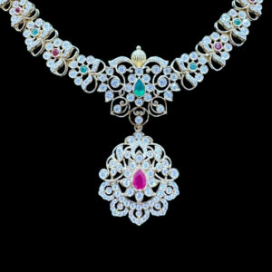 Ethereal Diamond & Emerald Floral Necklace