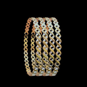Regal Three-Tone Gold Twisted Bangles Set