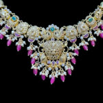 Divine Antique Gold Kirtimukha Temple Necklace with Ruby Drops