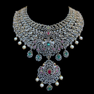 Majestic Peacock Diamond Bridal Choker Necklace