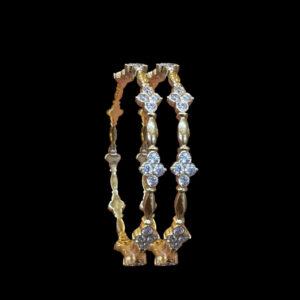 Elegant Diamond Clover Bangles Pair
