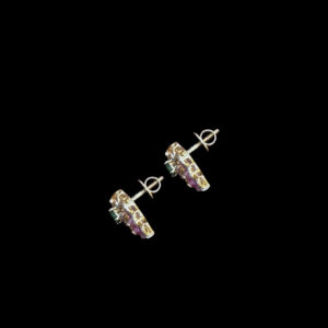 Ornate Ruby & Emerald Diamond Stud Earrings