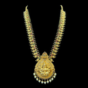 Grand Lakshmi Mango Antique Gold Long Haram