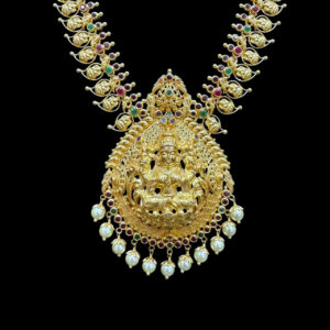 Grand Lakshmi Mango Antique Gold Long Haram