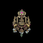 Divine Gajalakshmi Antique Gold Pendant