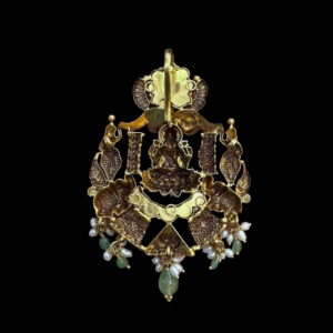 Divine Gajalakshmi Antique Gold Pendant