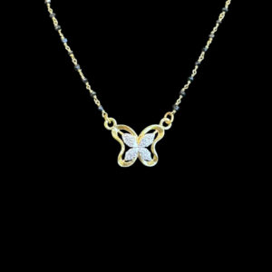 Whimsical Butterfly Diamond & Black Bead Mangalsutra
