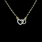 Elegant Twin Heart Diamond & Black Bead Mangalsutra