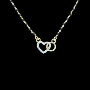 Elegant Twin Heart Diamond & Black Bead Mangalsutra