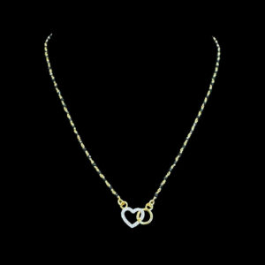 Elegant Twin Heart Diamond & Black Bead Mangalsutra