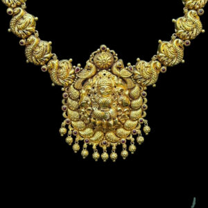 Regal Lakshmi Peacock Antique Gold Necklace II