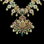 Grand Lakshmi CZ & Emerald Antique Gold Haram