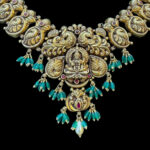 Regal Peacock Antique Gold Temple Necklace