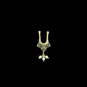 Elegant Ruby & Pearl Gold Nose Pin
