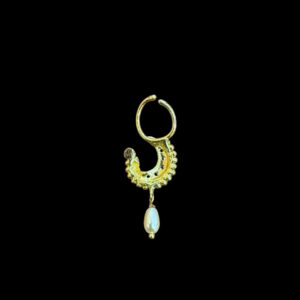 Dainty Crescent Gold & Pearl Nath