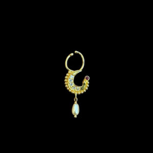 Dainty Crescent Gold & Pearl Nath
