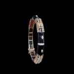 Ornate Black Enamel & Diamond Rose Gold Bangle