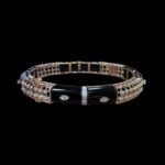 Ornate Black Enamel & Diamond Rose Gold Bangle