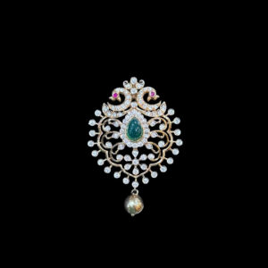 Ethereal Peacock Emerald & Diamond Pendant