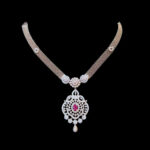 Ornate Ruby & Diamond Rose Gold Necklace