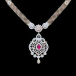 Ornate Ruby & Diamond Rose Gold Necklace