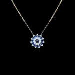 Elegant Blue Sapphire & Diamond Floral Pendant Chain