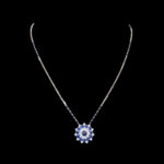 Elegant Blue Sapphire & Diamond Floral Pendant Chain