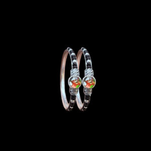 Whimsical Rose Silver Bangles Pair