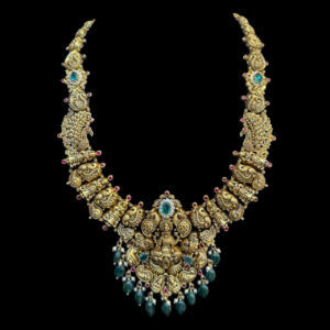 Majestic Lakshmi Peacock Temple Gold Necklace