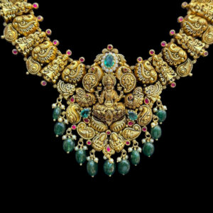 Majestic Lakshmi Peacock Temple Gold Necklace