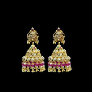 Divine Lakshmi Gold Ruby Jhumka Earrings