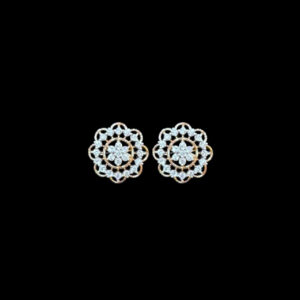 Ornate Diamond Floral Gold Studs