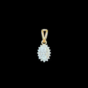 Dainty Diamond Oval Cluster Gold Pendant