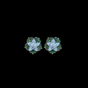 Regal Emerald & Diamond Floral Studs