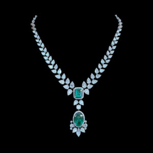 Regal Emerald & Diamond White Gold Necklace