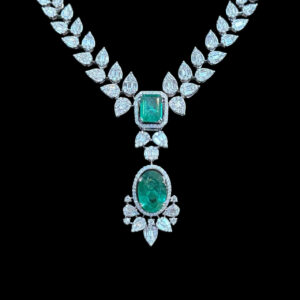Regal Emerald & Diamond White Gold Necklace