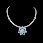 Ethereal Aquamarine Floral Gold Necklace