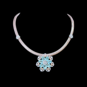 Ethereal Aquamarine Floral Gold Necklace