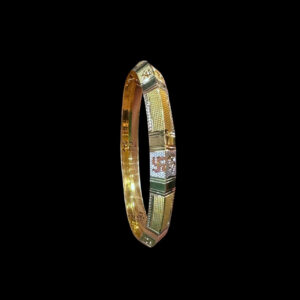 Divine Swastik Two-Tone Gold Bangle