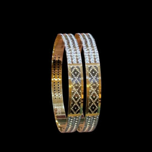 Ornate Gold & Diamond Bangle Pair