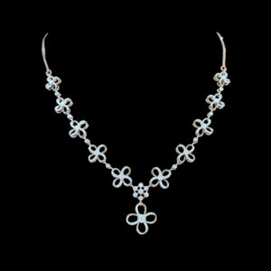 Graceful Diamond Clover Floral Necklace