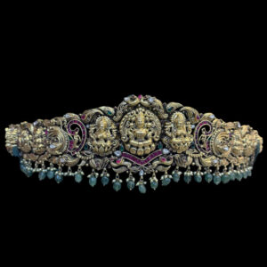 Ornate Lakshmi & Peacock Gold Vaddanam